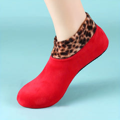 Leopard Fuzzy Socks Soft & Warm Low Cut Ankle Socks Women's Stockings