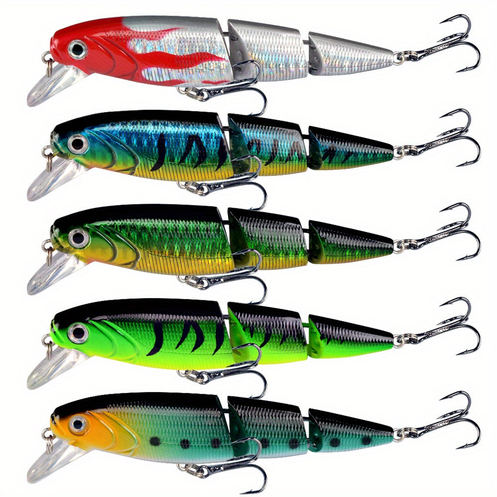 5pcs Jointed Wobbler Fishing Lures 4.33in 14.5g Perch Carp Segmented Crankba