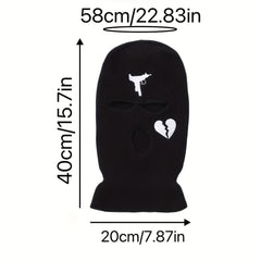 Embroidered Knitted Ski Mask Balaclava Hat