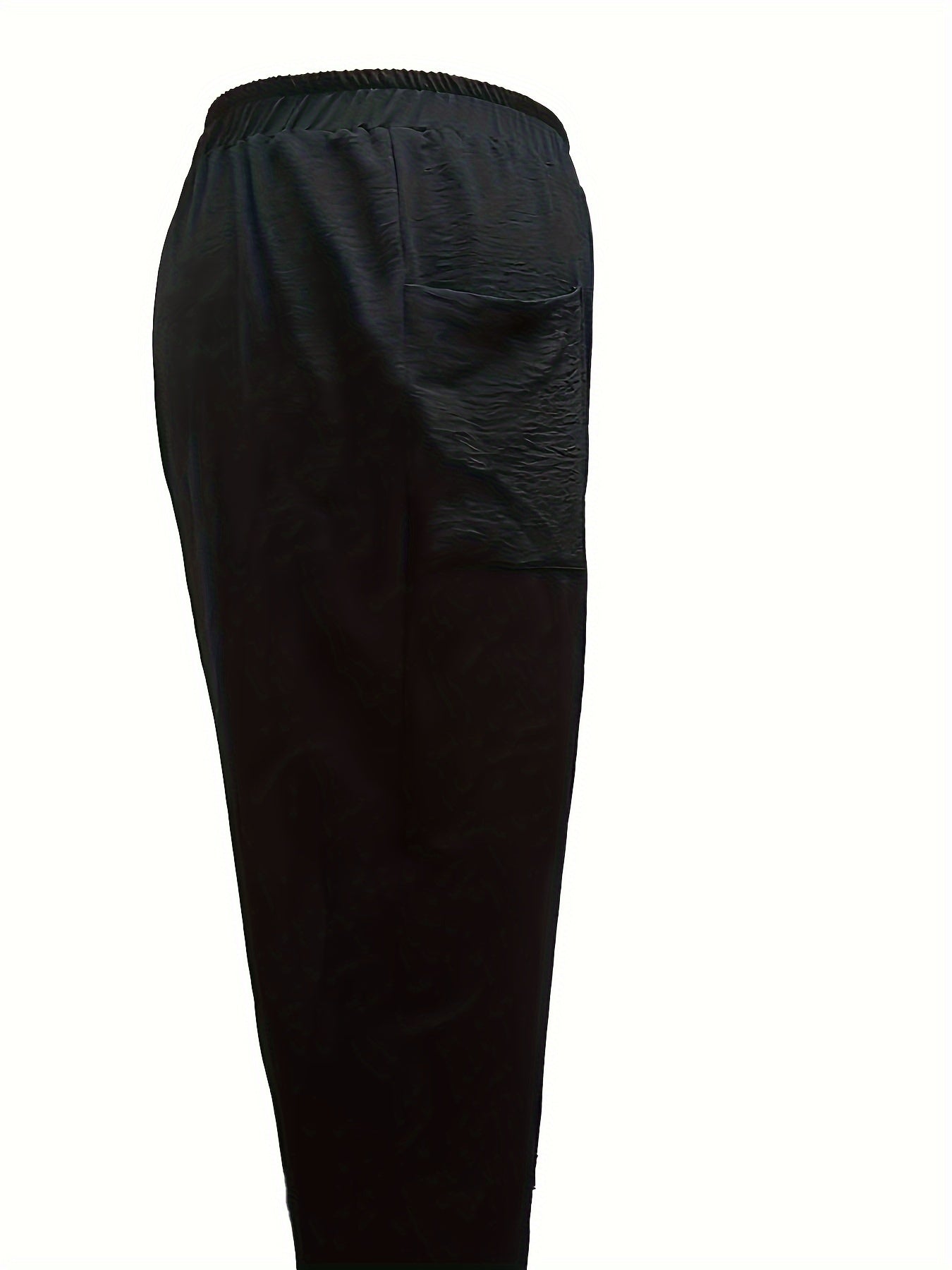  Solid Elastic Waist Casual Pants with Pockets