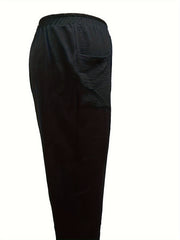  Solid Elastic Waist Casual Pants with Pockets