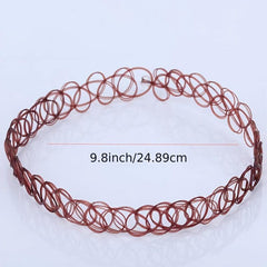 12pcs Chokers Pendant Stretch Elastic Jewelry Henna Tattoo Cosplay Hair Accesor