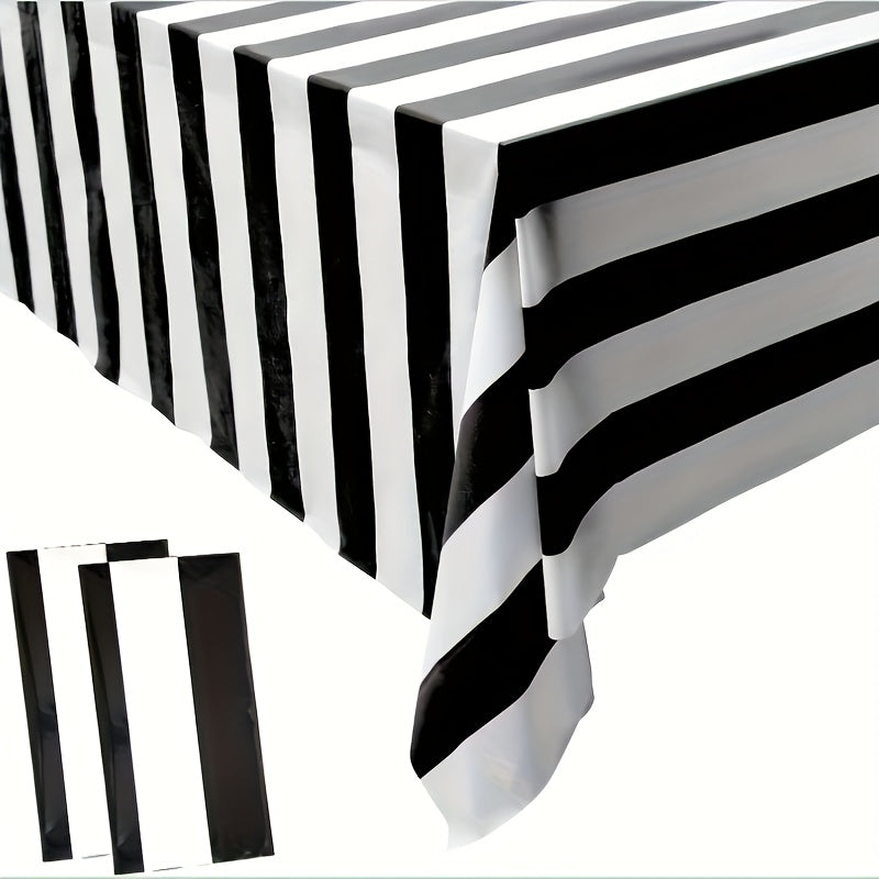 1pc Waterproof Striped Tablecloth for Holiday Party Picnic Decoration