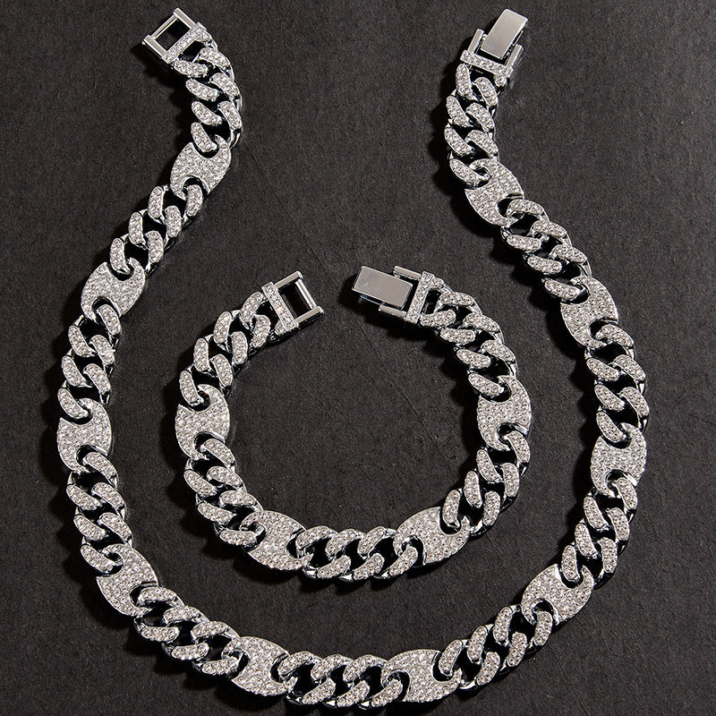 Men's 3 to 1 Oval Necklace and Bracelet Set