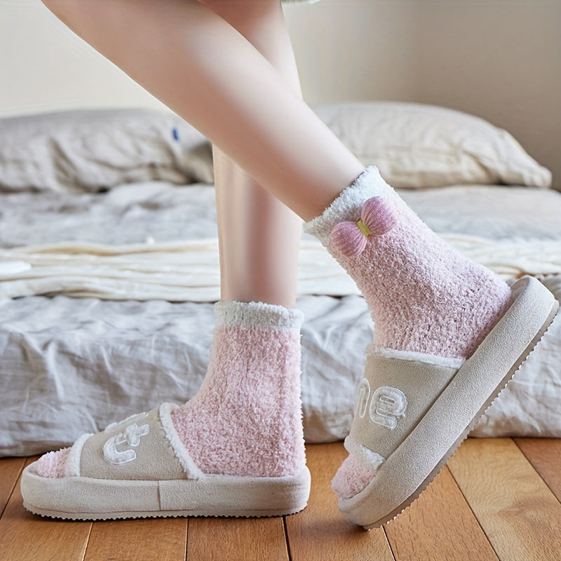 2 Pairs Fuzzy Dolls Decor Socks Women's Stockings