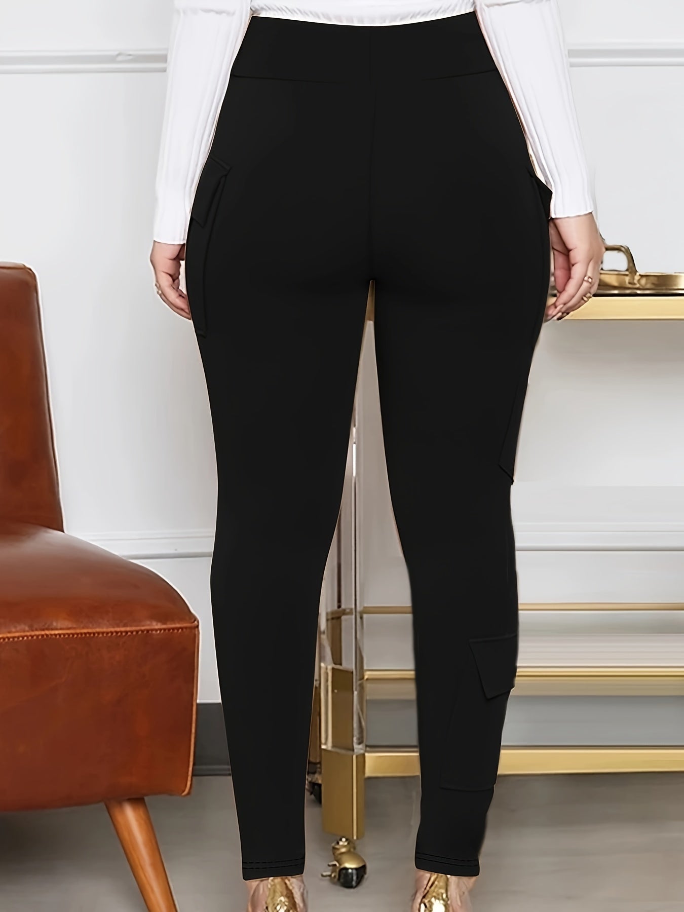  High Rise Cargo Skinny Trousers