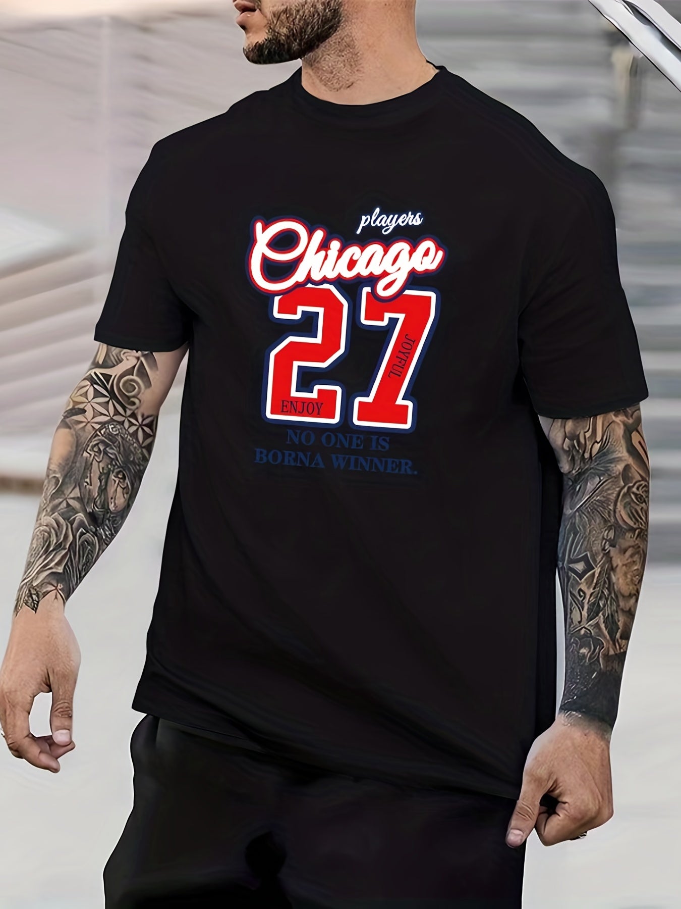 Chicago 27 Graphic Crew Neck T shirt for Men