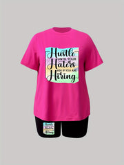  Slogan Print Two Piece Set