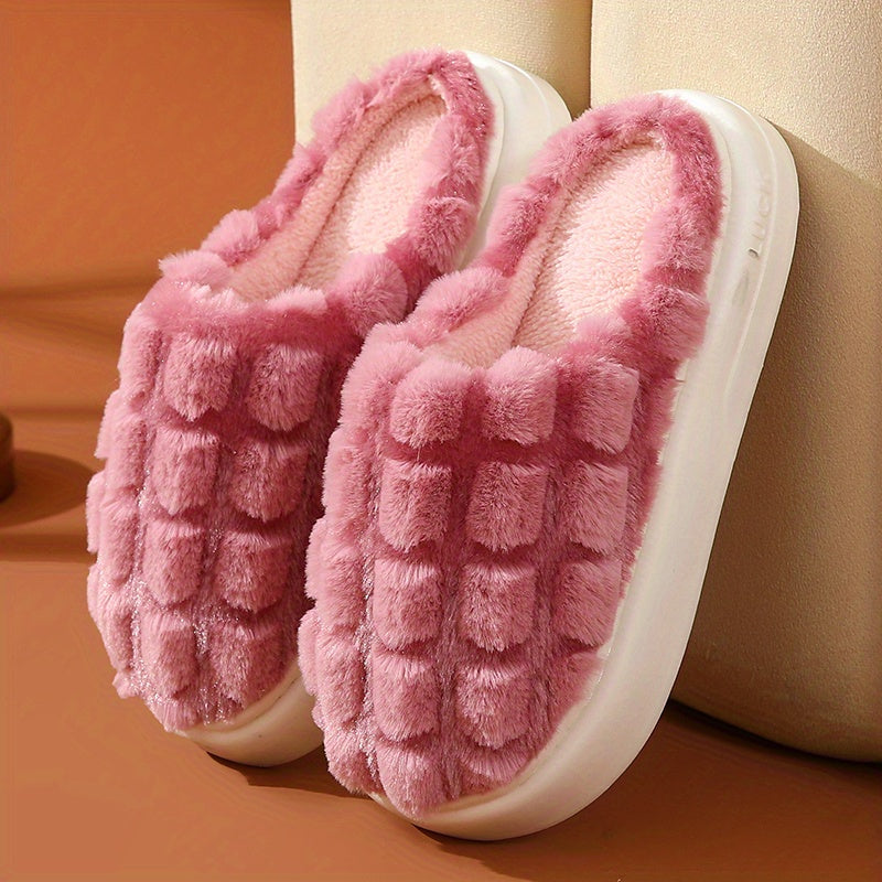 Women's Quilted Plaid Slippers Soft Sole Cozy Indoor Shoes