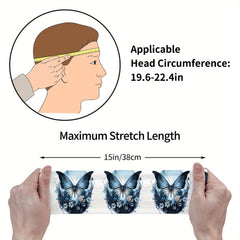 Butterfly Print Sports Headband Sweat Wicking Stretchy & Breathable Polyester