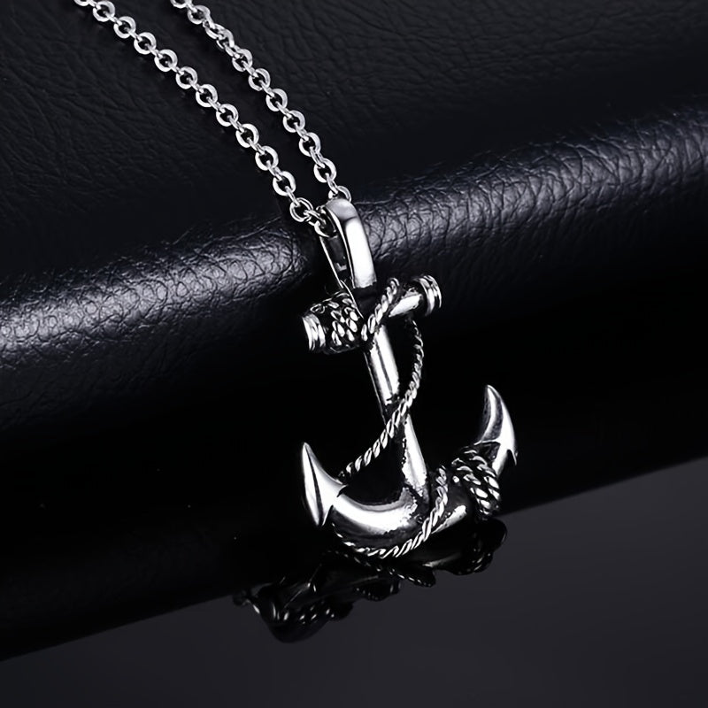 Men's Stainless Steel Anchor Pendant Necklace Pirates Of The Caribbean