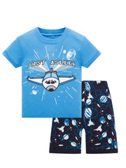 Boys Dino Skeleton Print Top & Shorts Lounge Wear Set