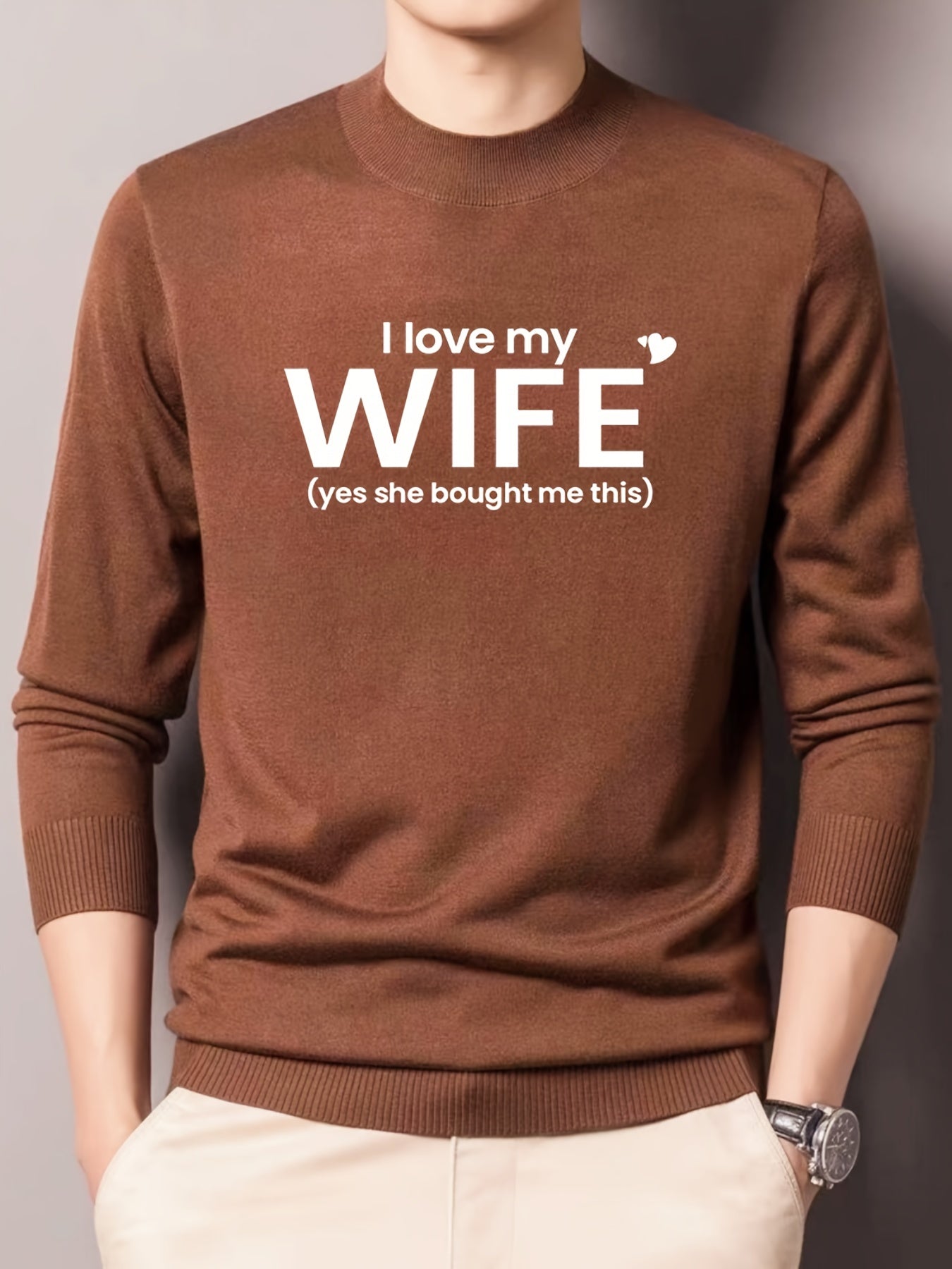 Funny I Love My Wife Pattern Men's Sweater