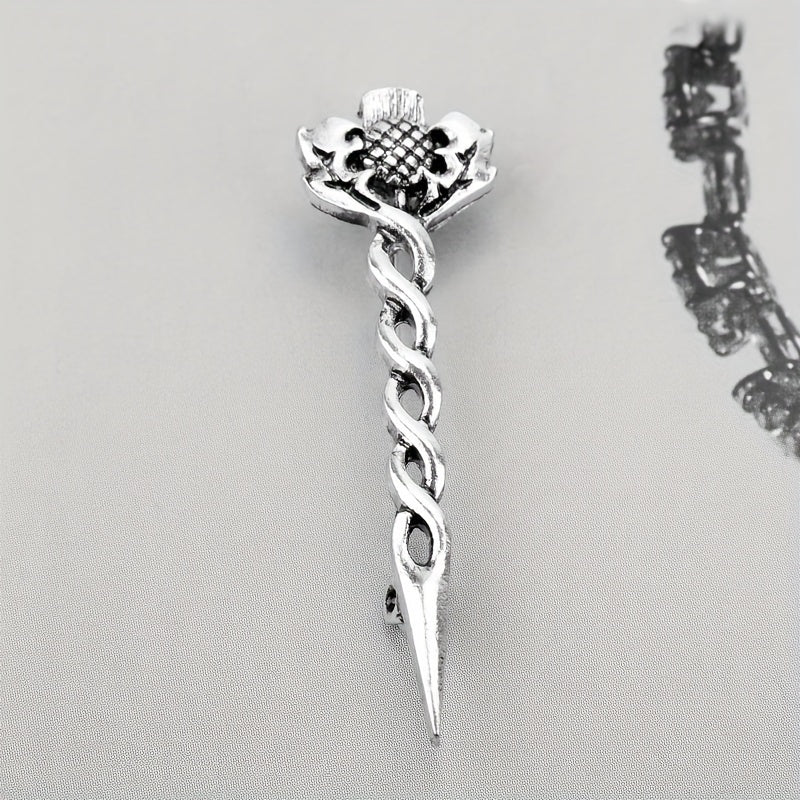 Vintage Lion Sword Brooch Men's Gift