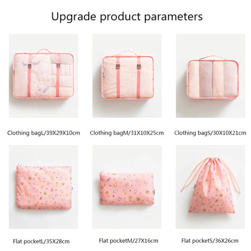 7PCS/Set Luggage Packing Travel Organizer Clothes Storage Waterproof Bags