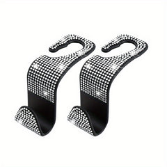 2pcs Bling Car Seat Back Hook Rhinestones Car Handbag Purse Holder