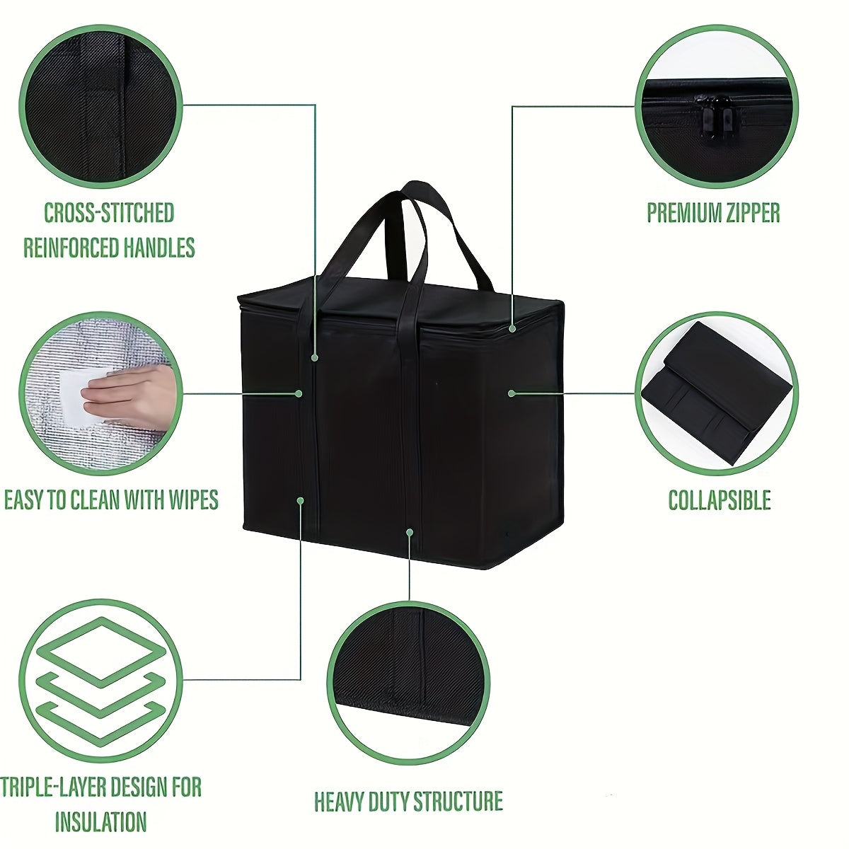 XL Insulated Grocery Tote Bag Aluminum Foil Fresh Keeping