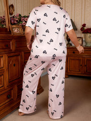  Eyelash & Heart Print Pajama Set