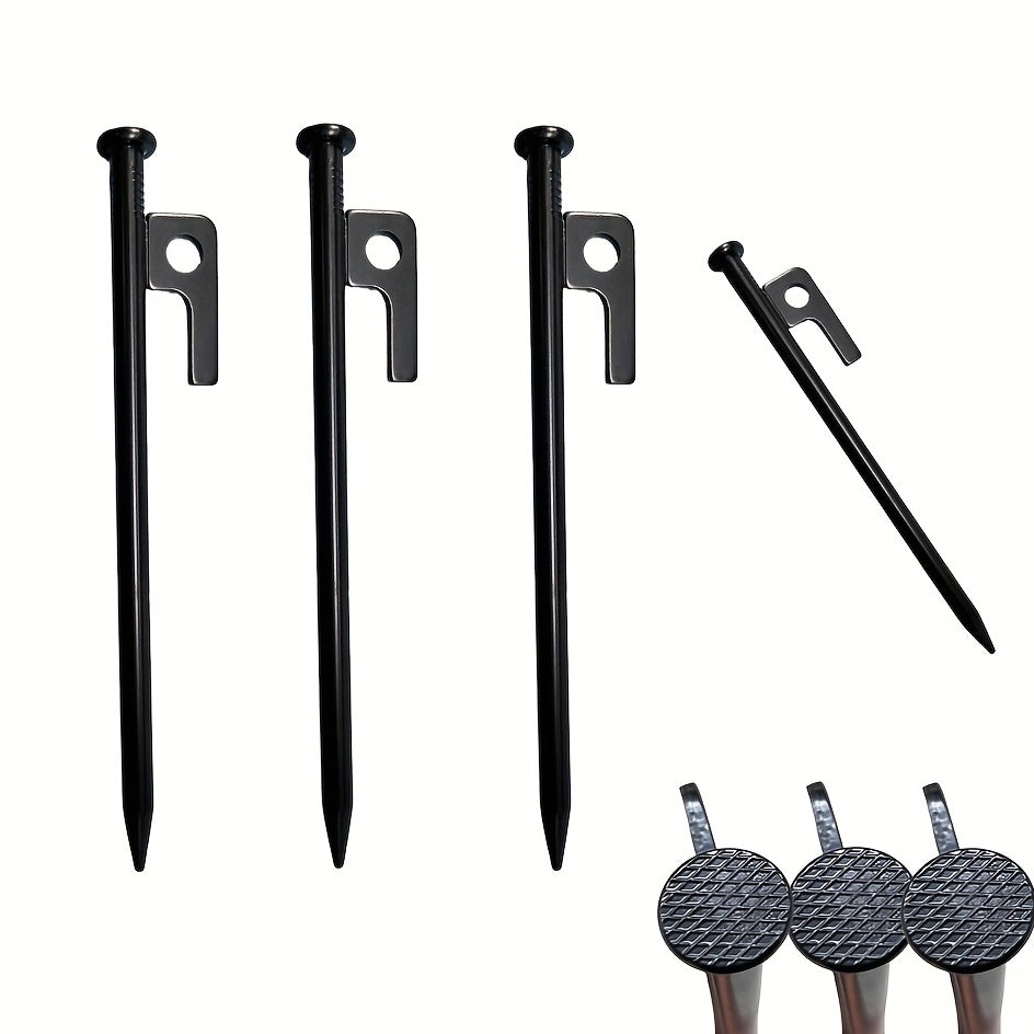 4pcs Steel Tent Nails Heavy Duty Awning Stakes - Outdoor Hiking Gardening Canopy