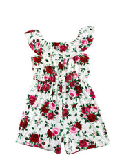 Toddler Girls Flowers Off Shoulder Rompers Jumpsuits