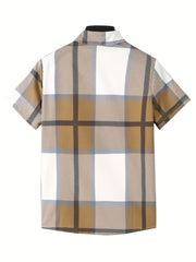 Plaid Print Short Sleeve Shirt for Boys