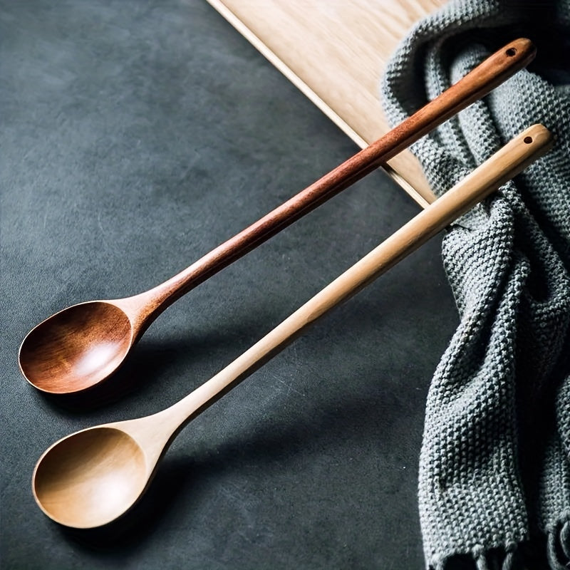 1pc Wooden Mixing Spoon Salad Servers Cooking Spoons Wood Kitchen Utensils