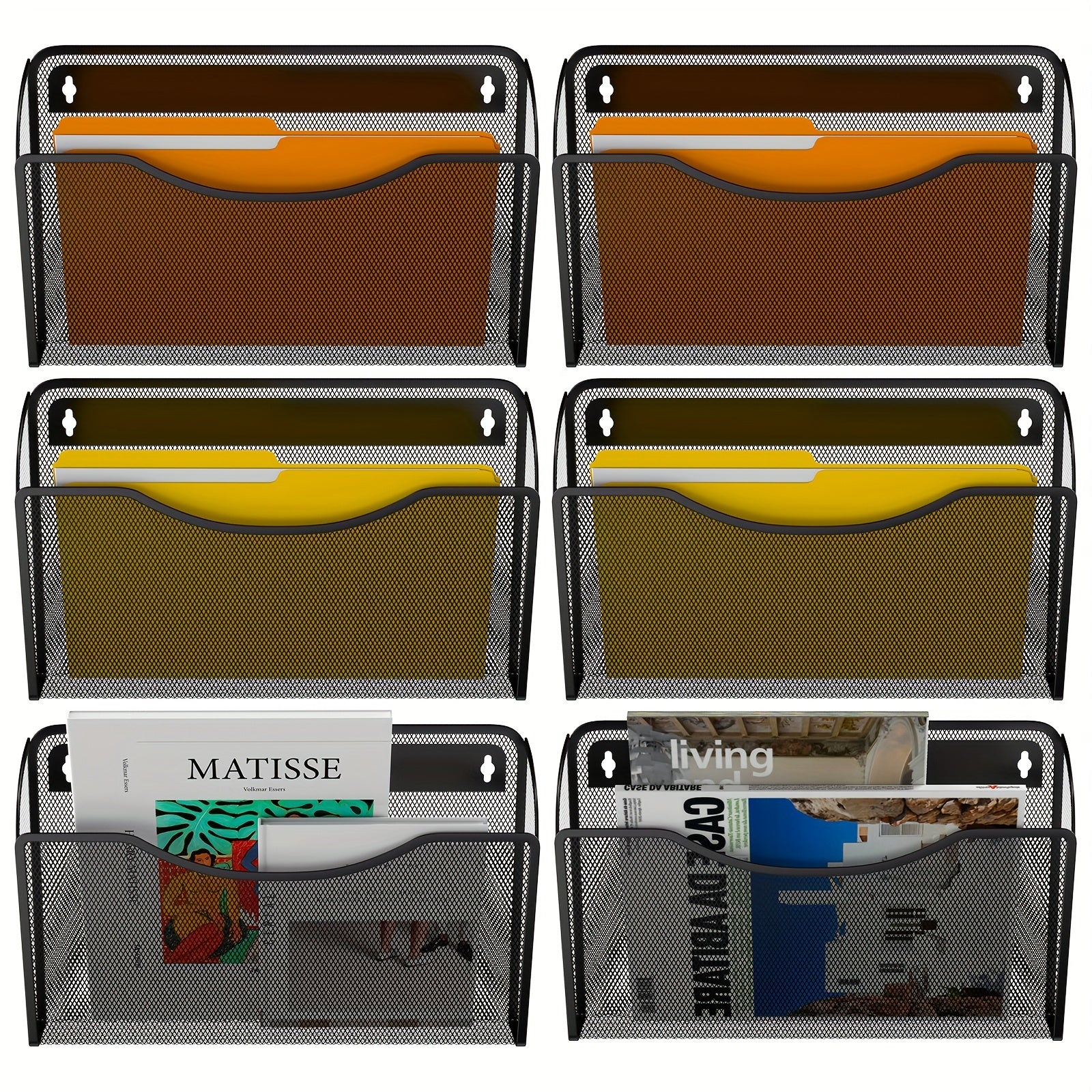 Metal Mesh Pockets Hanging File Organizer Wall File Holder Rack