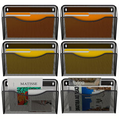 Metal Mesh Pockets Hanging File Organizer Wall File Holder Rack