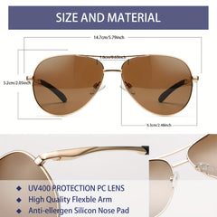 OUWEN Golden Frame Tea Lens Aviator Sunglasses for Men