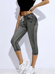 Elastic Waist Skinny Jeans Slim Fit Capris Denim Pants
