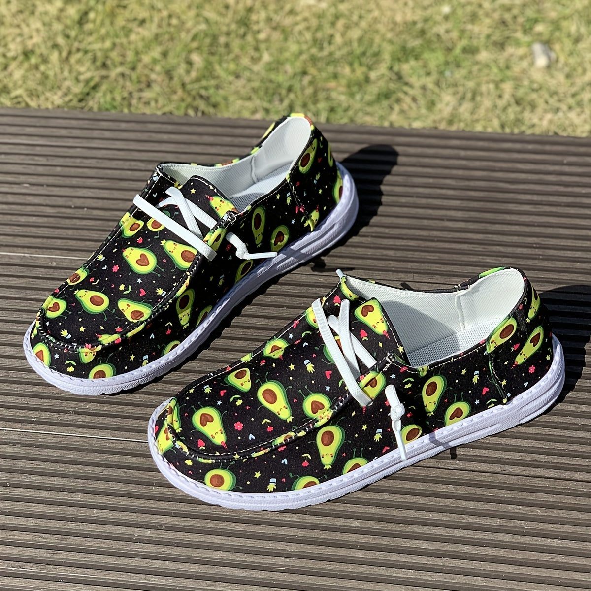 Avocado Cartoon Pattern Skate Shoes for Women