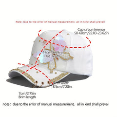 Y2K Butterfly Baseball Cap Rhinestone Sequin Pearl Cotton Hat