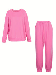  Solid Long Sleeve Top & Joggers Set