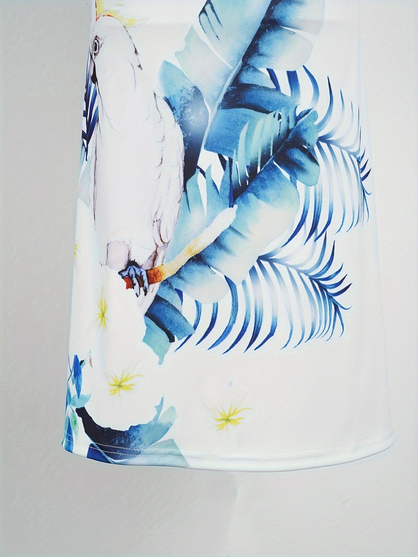  Bird & Leaf Print Maxi Dress