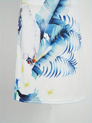  Bird & Leaf Print Maxi Dress