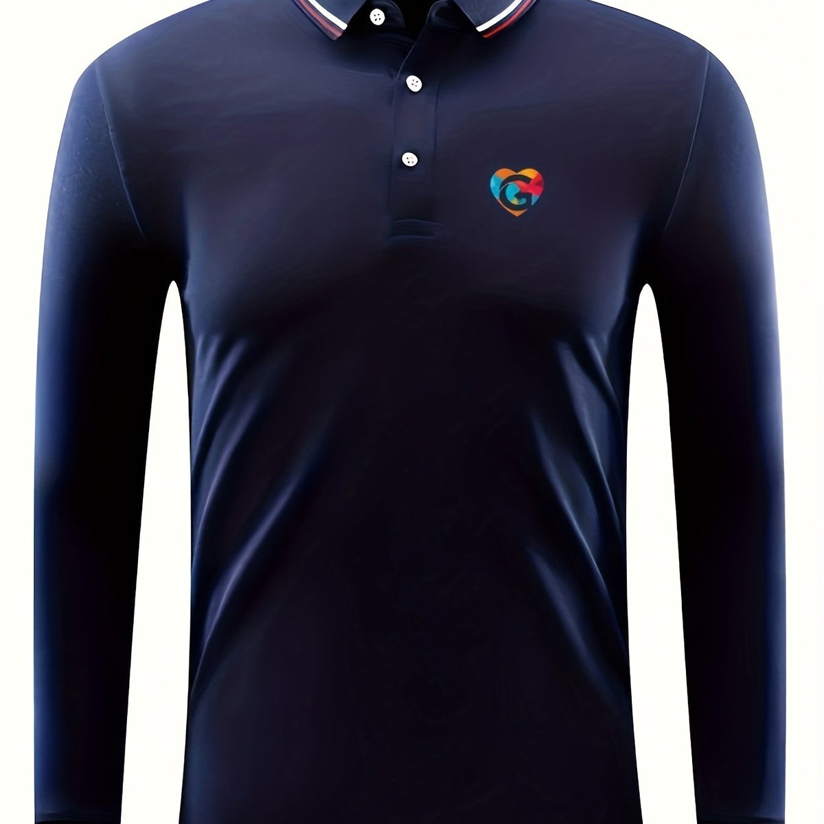 Men's Heart G Print Polo Shirt Long Sleeve