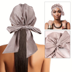 Satin Bowknot Head Scarf Elastic Turban Pleated Head Wraps