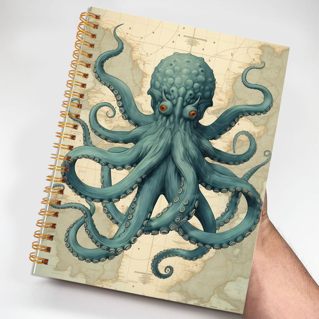 Octopus Painting Notebook 13x21cm Spiral Bound Diary with 50 Pages