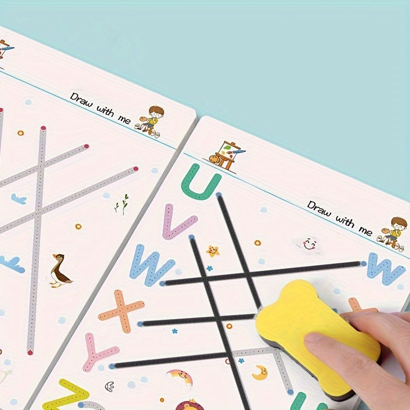 Reusable Magic Practice Copybook Set for Kids with Erasable Pen and Refills