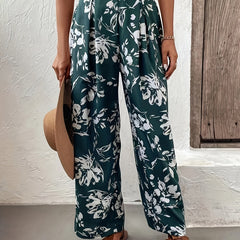 Floral Print Wide Leg Pants High Waist