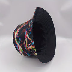 Colorful Aurora Print Bucket Hat Cotton Reversible Basin Hat