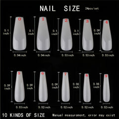 24 pcs Glossy Coffin Press On Nails Acrylic False Nails Long for Women and Girls