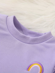 Baby Girls Cartoon Rainbow Sweatshirt Top Elastic Waist Pants 2pcs Set