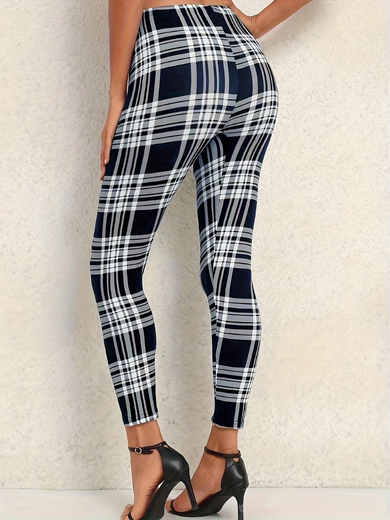  Plaid Print Skinny Leggings