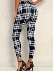  Plaid Print Skinny Leggings