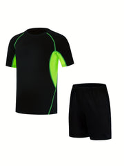 Boys' Outdoor Sports Quick Drying Sweat Suit with T-Shirt & Shorts