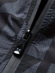 Geometric Print Men's Casual Zipper Pockets Jacket Coat