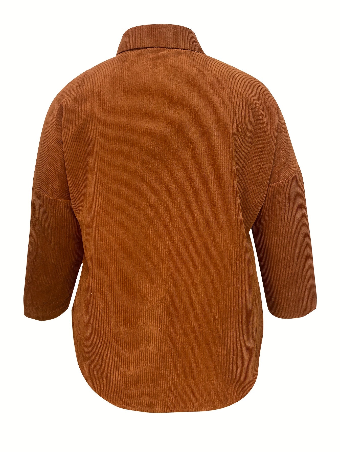  Corduroy Button Up Collar Shacket