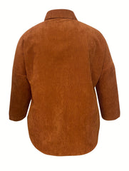  Corduroy Button Up Collar Shacket