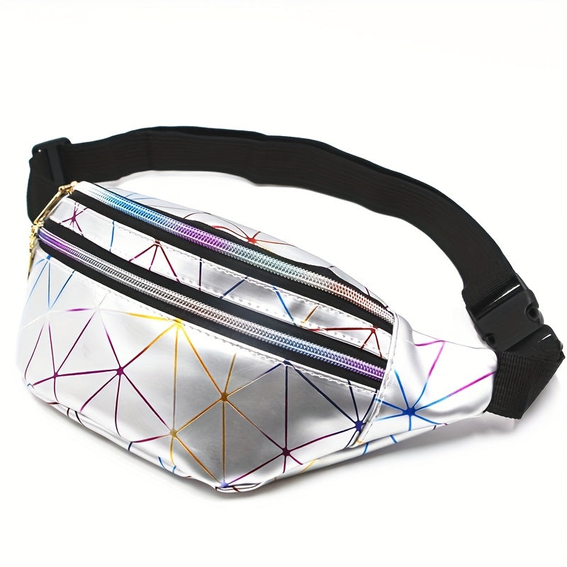 Holographic Fanny Pack Laser Geo Pattern Crossbody Bag
